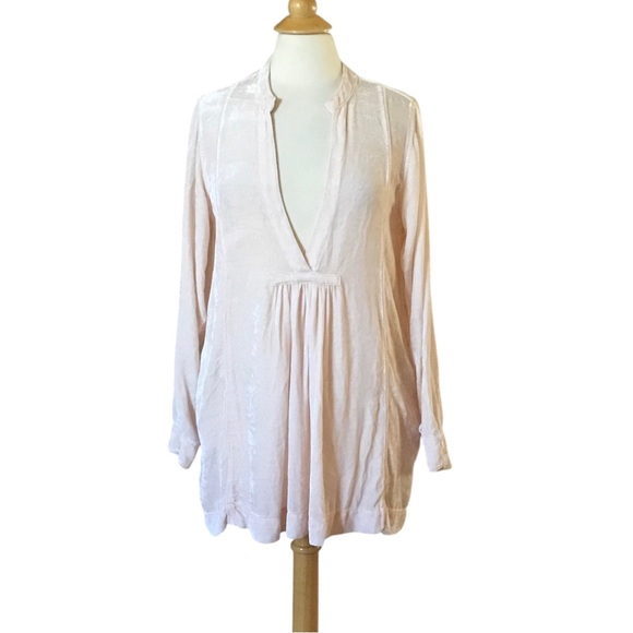 Free People Tops - Free People x CP Shades Jacey Blush Pink Velvet Babydoll Tunic Mini Dress